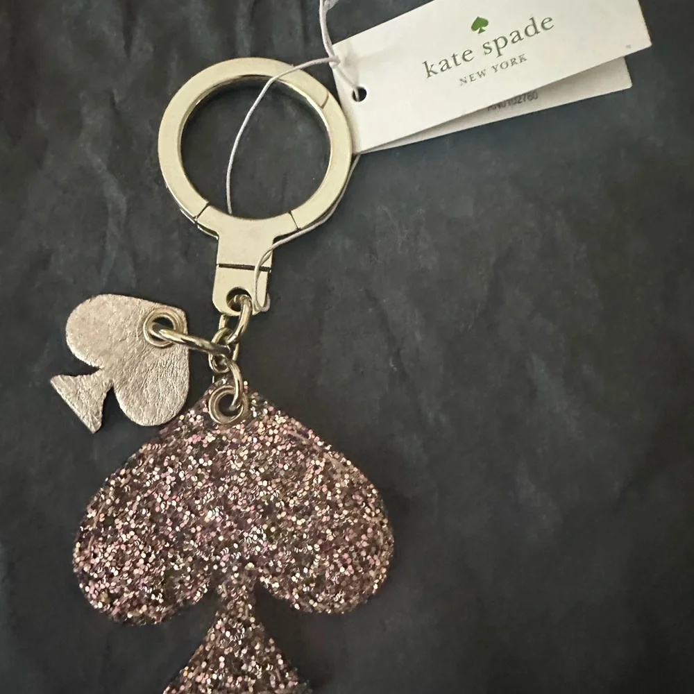 Kate Spade Glitter Rose Gold Spade Keychain &‎ Bag Charm New